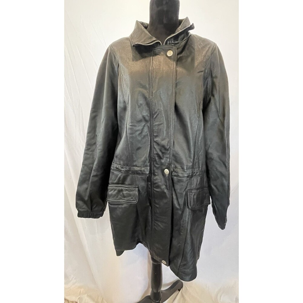 Vintage 90's New York by Winlit Black Leather Jacket Women XL Motorcycle